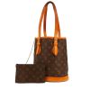 Bolso de mano Louis Vuitton  Bucket en lona Monogram marrón y cuero natural - 00pp thumbnail