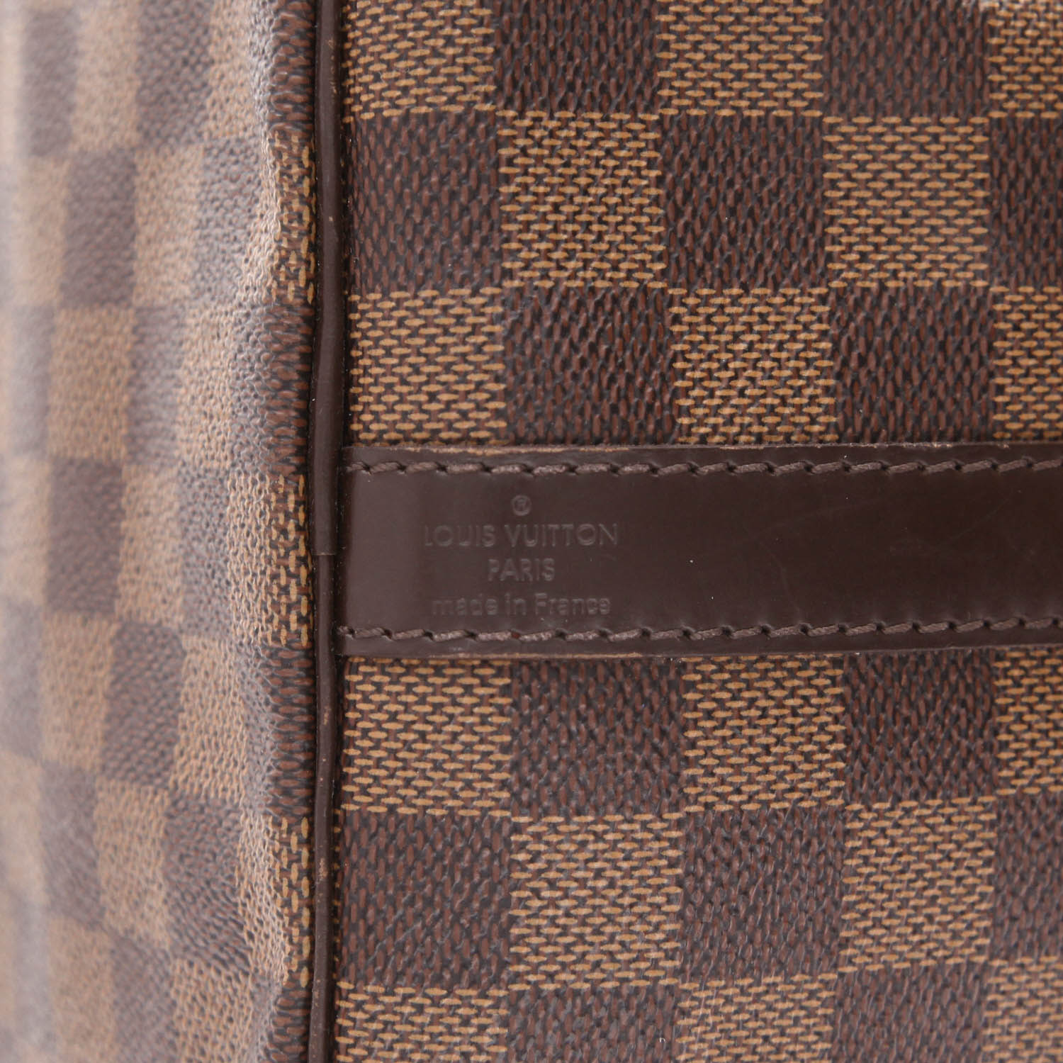 Sac à main Louis Vuitton  Speedy 30 en toile damier ébène et cuir marron - Detail D2