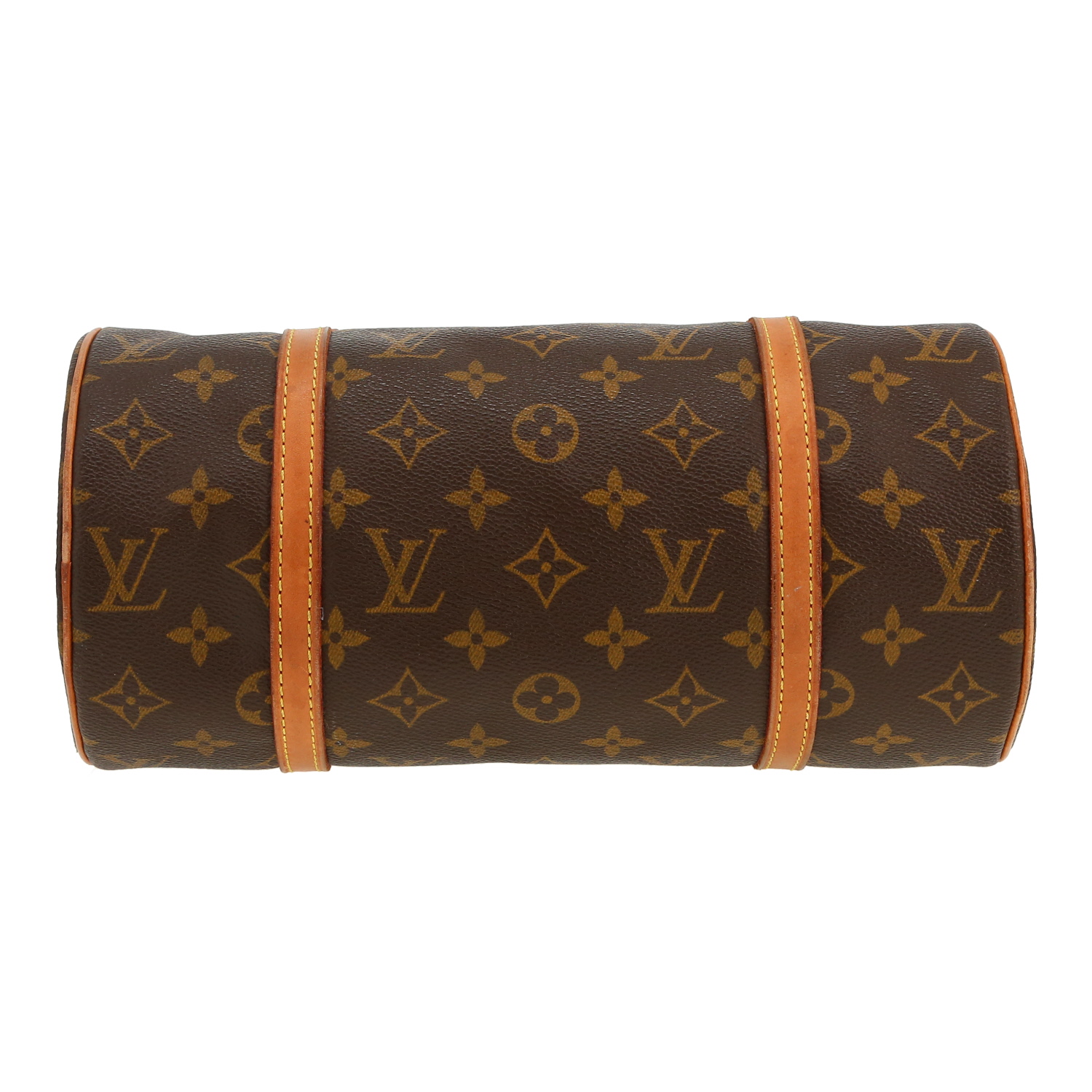Borsa Louis Vuitton  Papillon in tela monogram marrone e pelle naturale - Detail D1