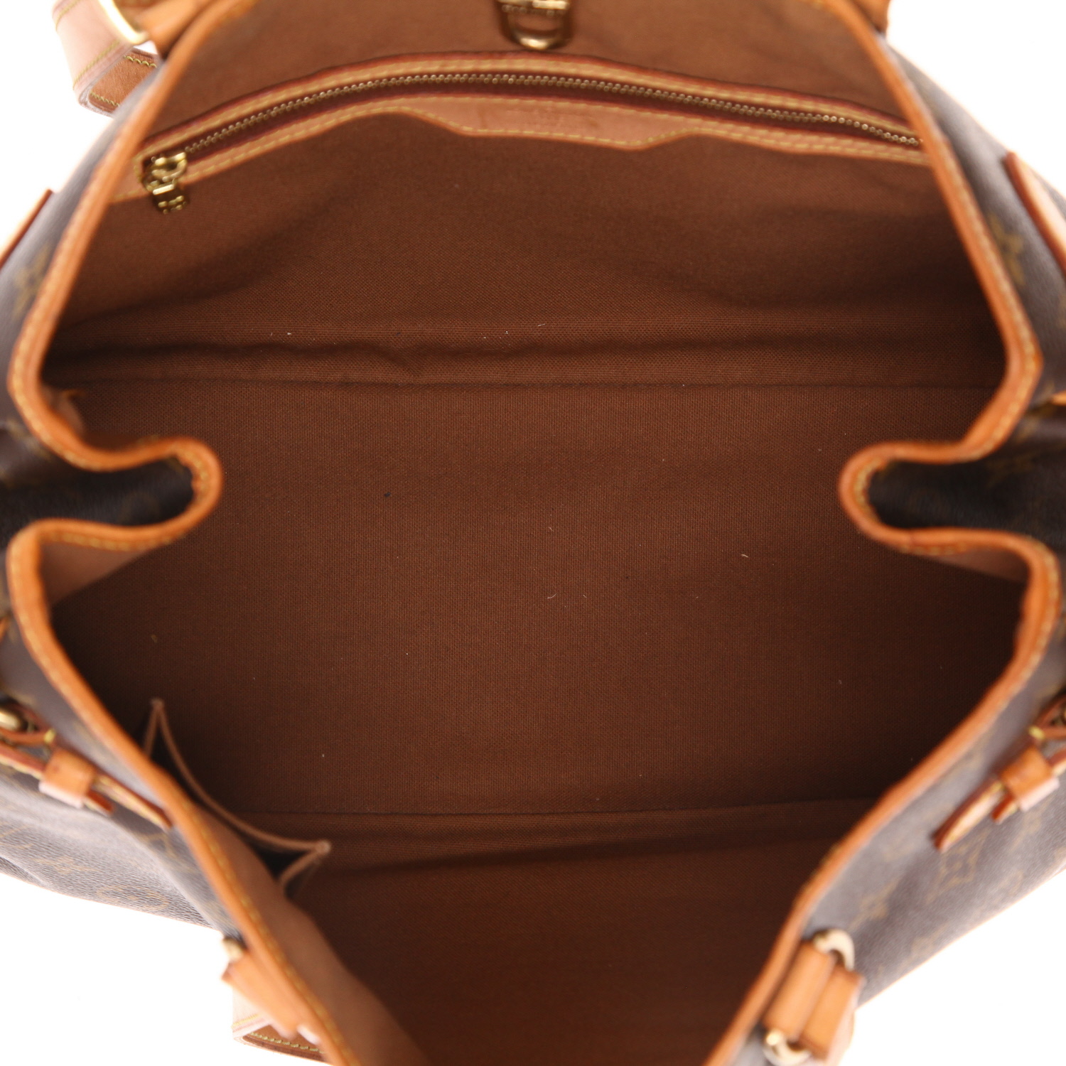 Bolso de mano Louis Vuitton  Batignolles en lona Monogram marrón y cuero natural - Detail D3