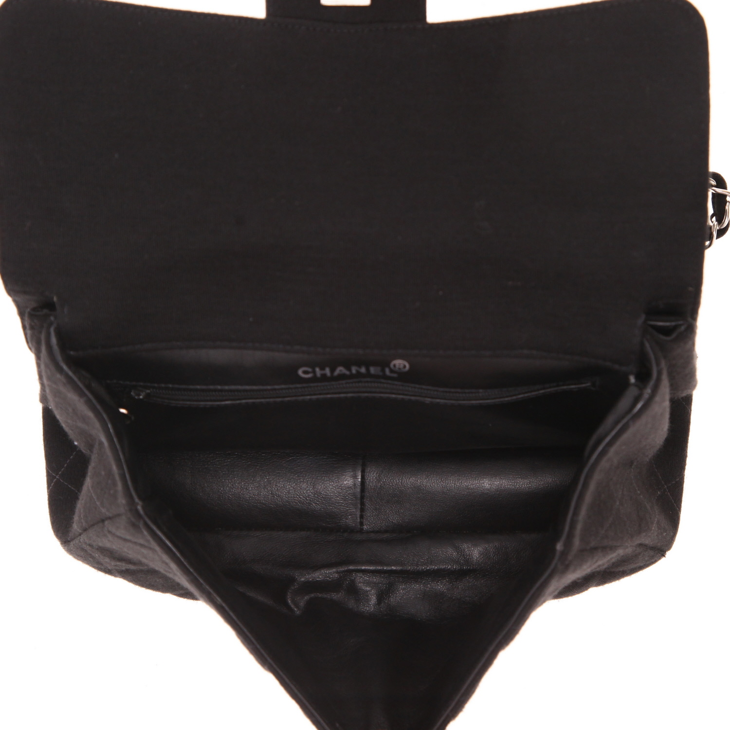 Bolso de mano Chanel  Timeless Double Flap en jersey negro - Detail D3