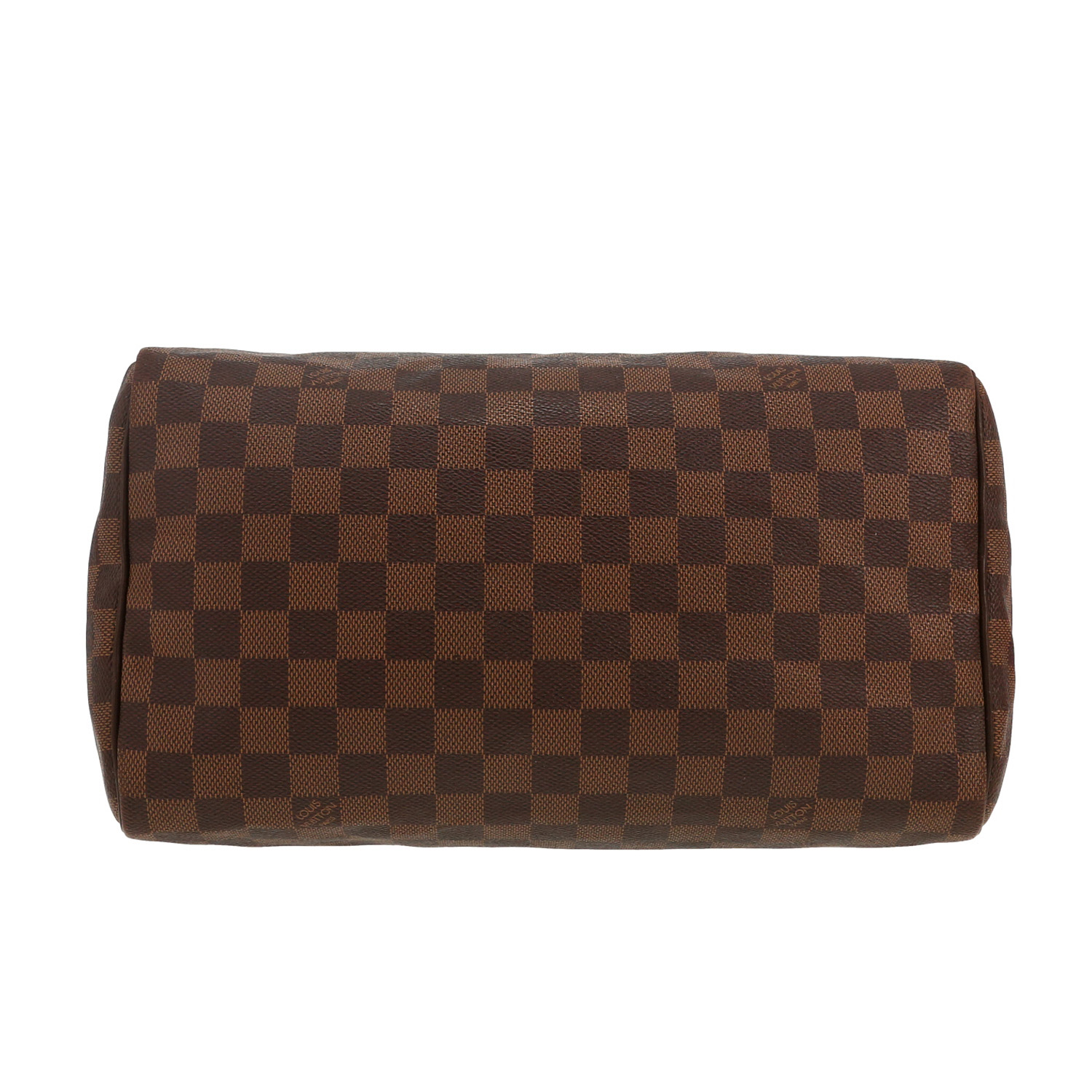 Sac à main Louis Vuitton  Speedy 30 en toile damier ébène et cuir marron - Detail D1