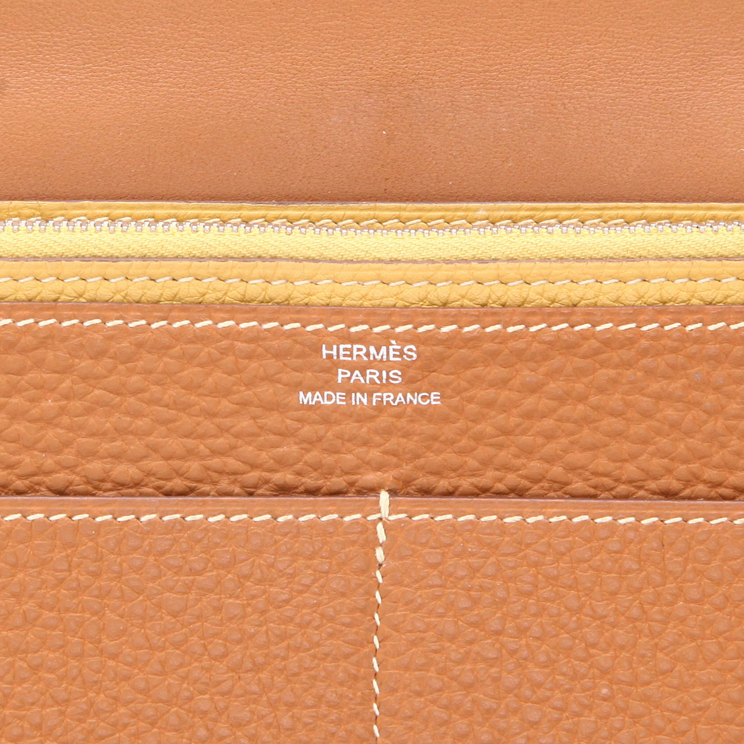 Portefeuille Hermès  Dogon en cuir taurillon clémence gold - Detail D2