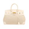 Sac à main Hermès  Birkin 35 cm en cuir blanc et toile beige - 360 thumbnail