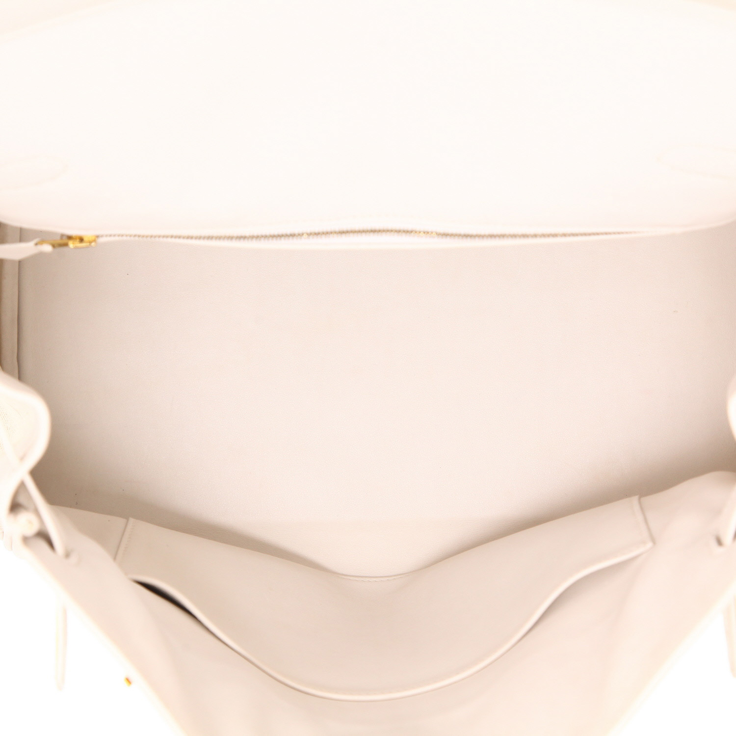 Bolso de mano Hermès  Birkin 35 cm en cuero blanco y lona beige - Detail D3