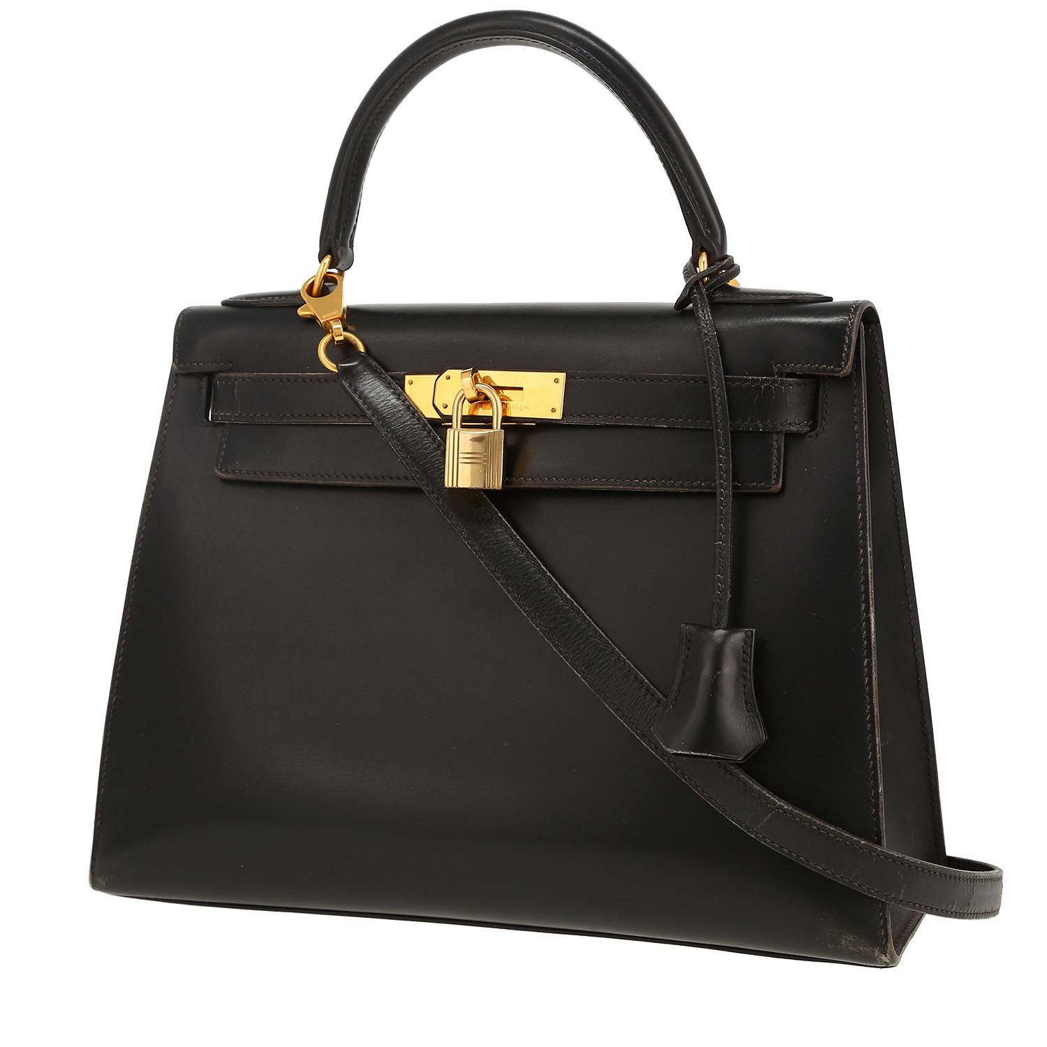 Sac à main Hermès  Kelly 28 cm en cuir box noir
