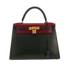 Sac à main Hermès  Kelly 28 cm en cuir box vert, bleu-marine et rouge - 360 thumbnail