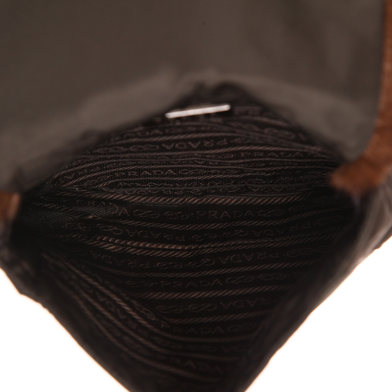 Prada   pouch  in black canvas  and brown furr - Detail D3