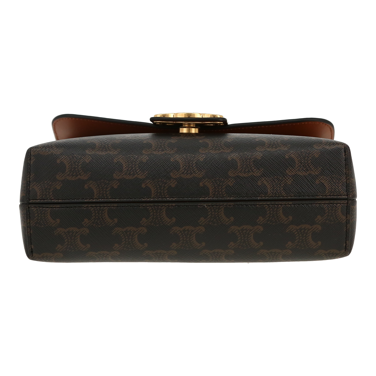 Sac bandoulière Celine  Victoire Teen en toile Triomphe marron et cuir marron - Detail D1