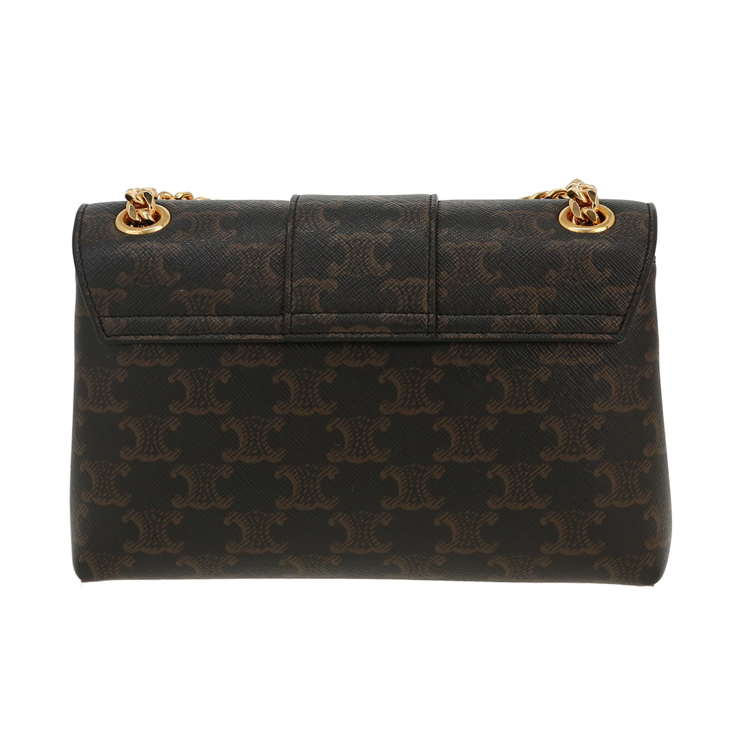 Borsa a tracolla Celine  Victoire Teen in tela "Triomphe" marrone e pelle marrone - Detail D5