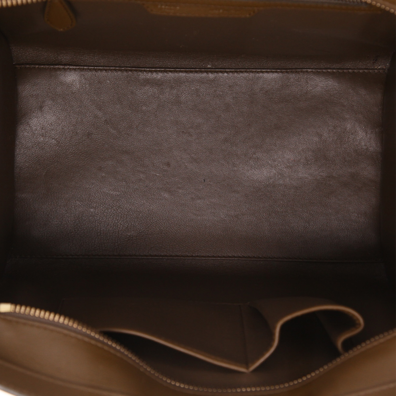 Borsa Celine  Luggage Micro in pelle tricolore marrone bianco sporco e nera - Detail D3