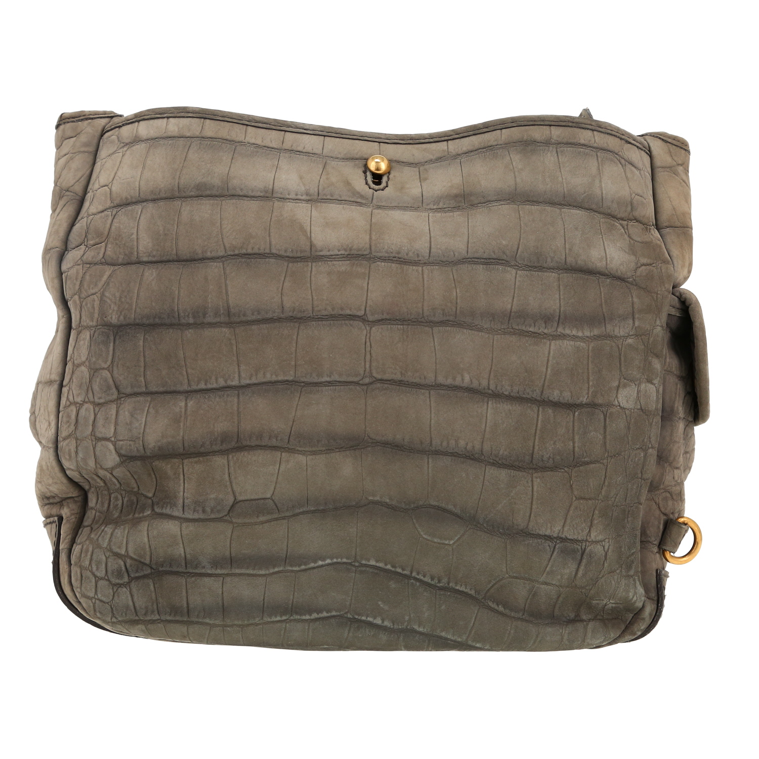 Sac à main Saint Laurent  Besace Messenger en Veau velours gris - Detail D4