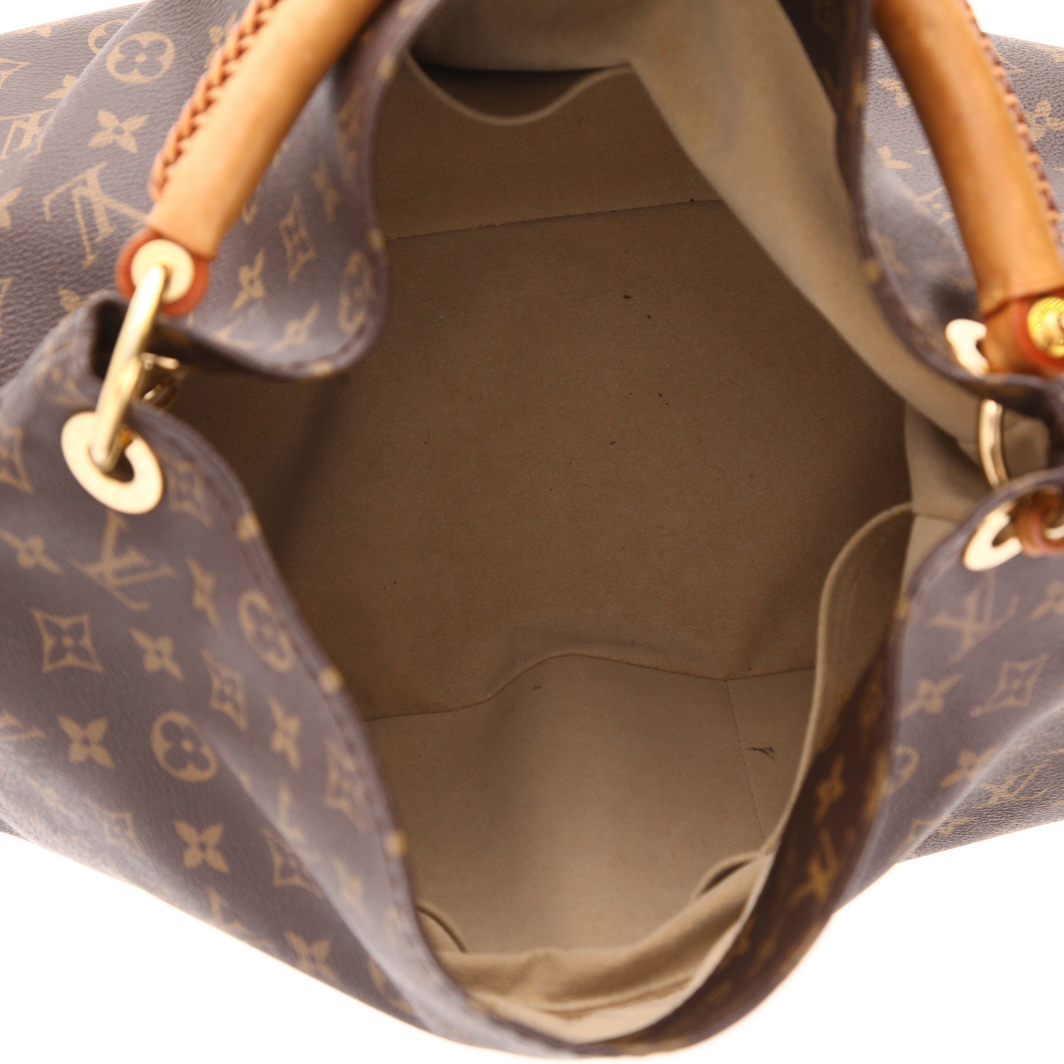 Louis Vuitton Artsy handbag in brown monogram canvas and natural leather - Detail D3