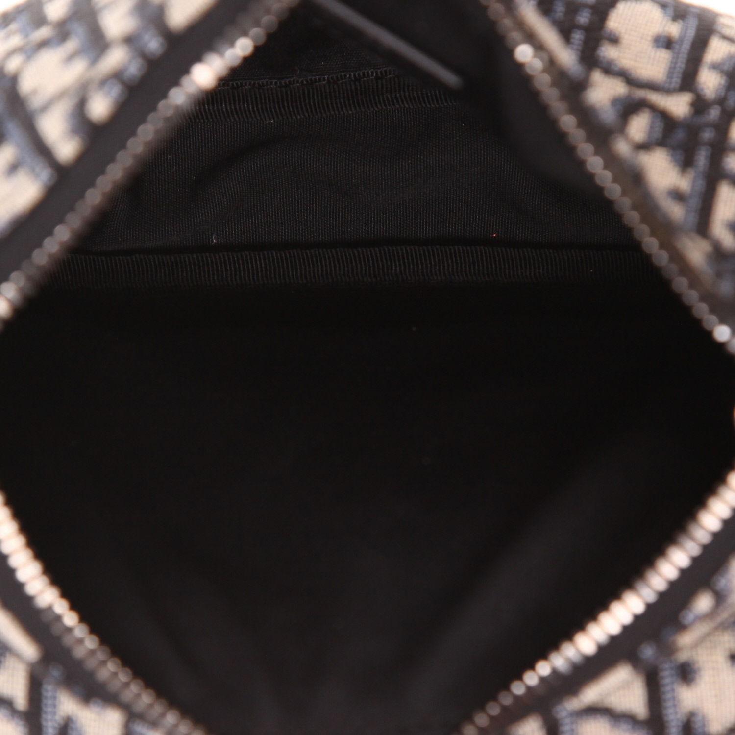 Dior 8 shoulder bag in blue and beige monogram canvas Oblique and black canvas - Detail D3