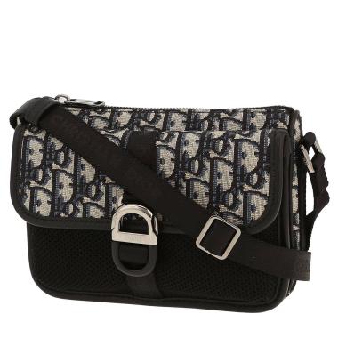 Dior  8 shoulder bag  in blue and beige monogram canvas Oblique  and black canvas