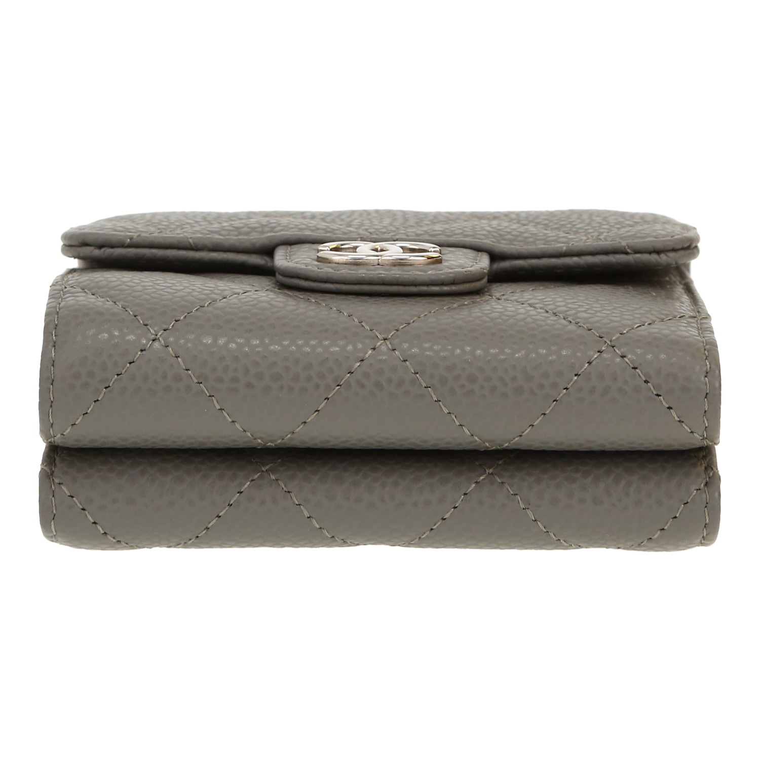 Portafogli Chanel  Classic Wallet modello piccolo  in pelle martellata e trapuntata grigia - Detail D1