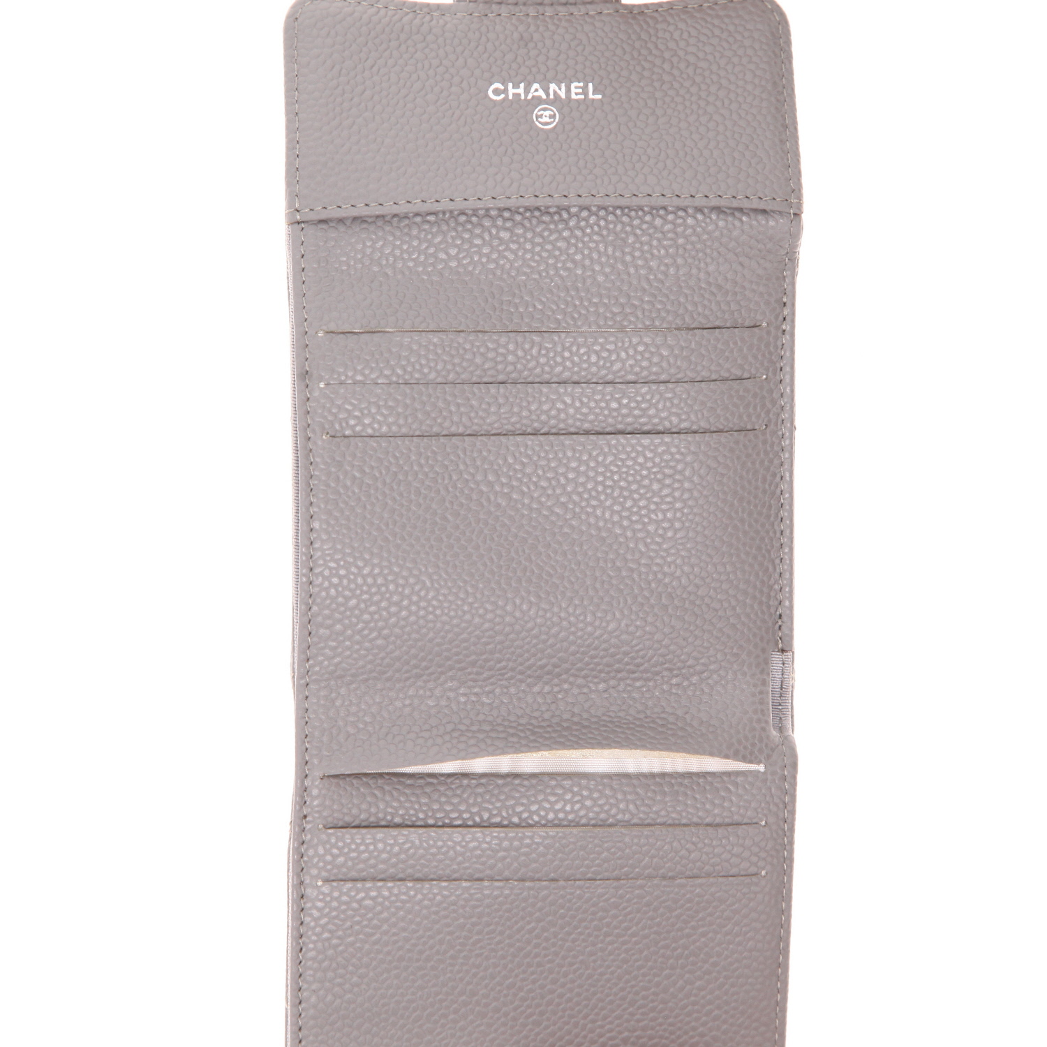 Portafogli Chanel  Classic Wallet modello piccolo  in pelle martellata e trapuntata grigia - Detail D3