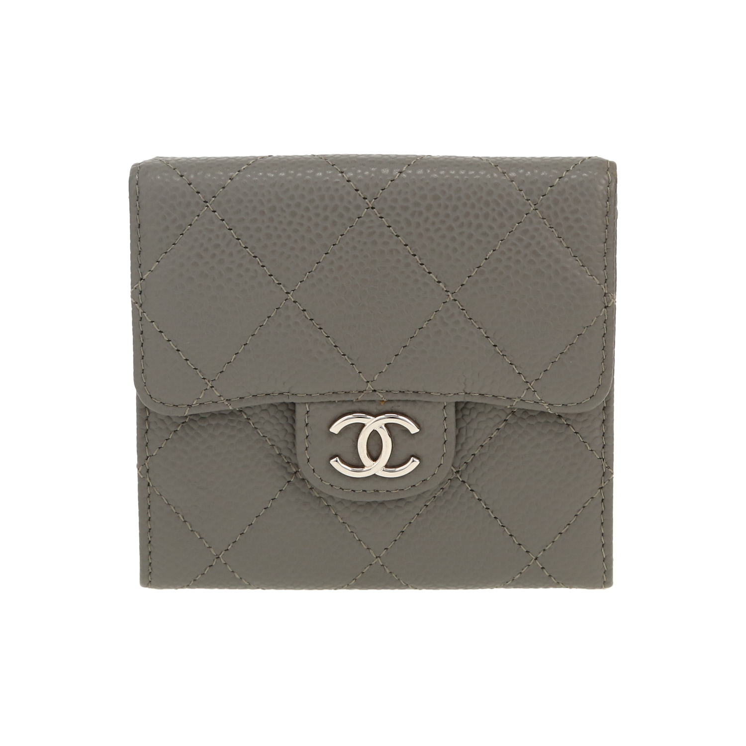 Portafogli Chanel  Classic Wallet modello piccolo  in pelle martellata e trapuntata grigia - Detail D5