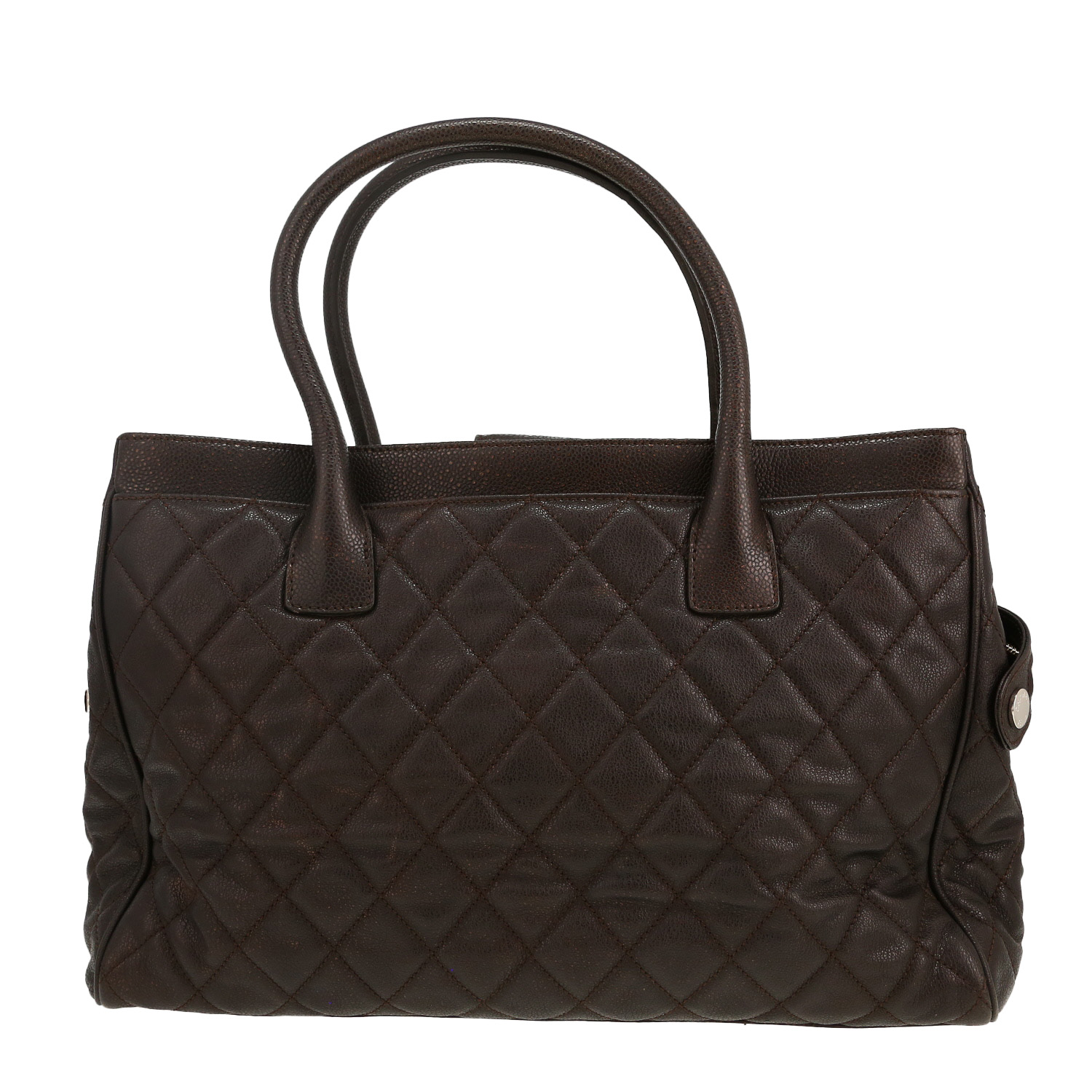 Sac à main Chanel   en cuir matelassé marron - Detail D4