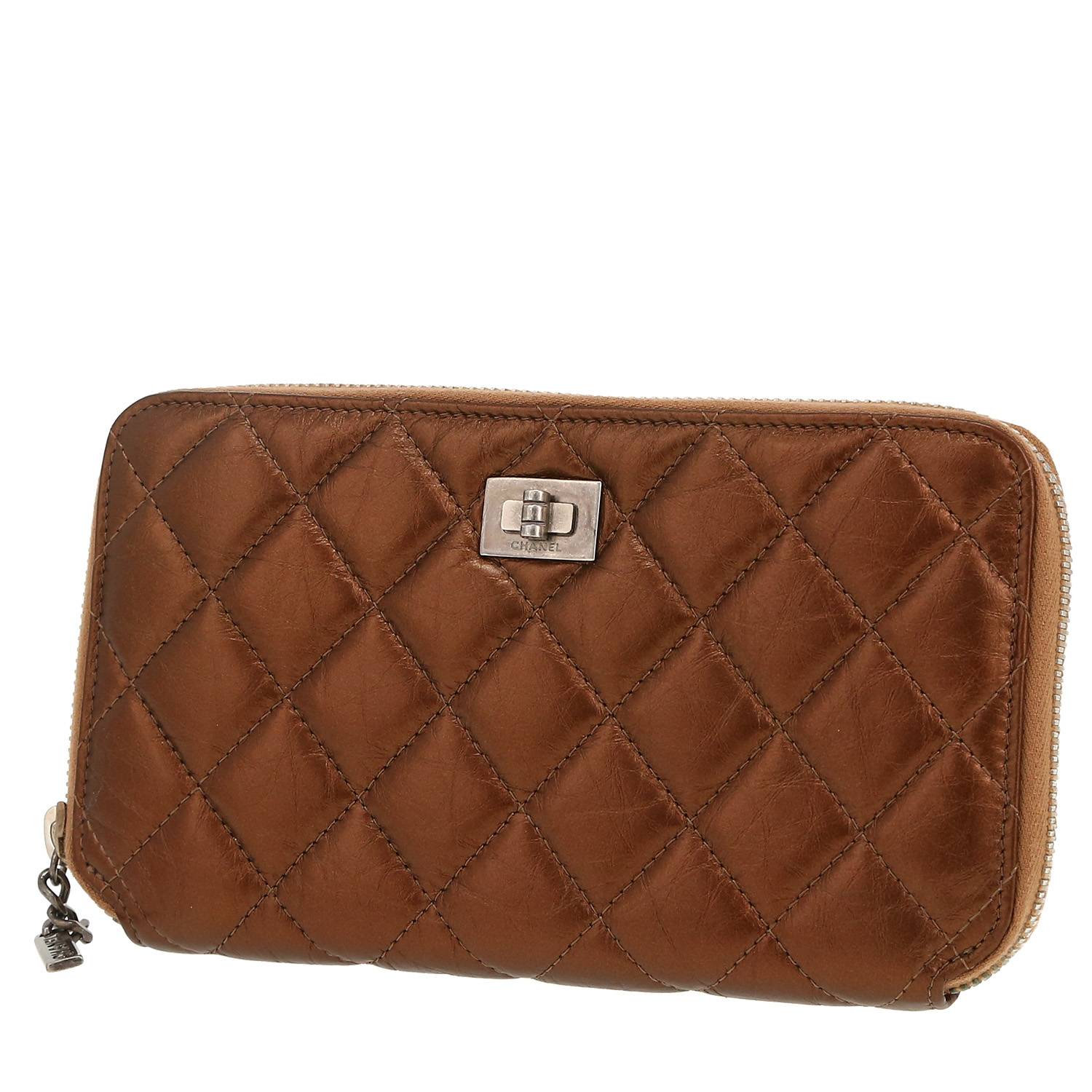 Portafogli Chanel 2.55 - Wallet in pelle trapuntata bronzo