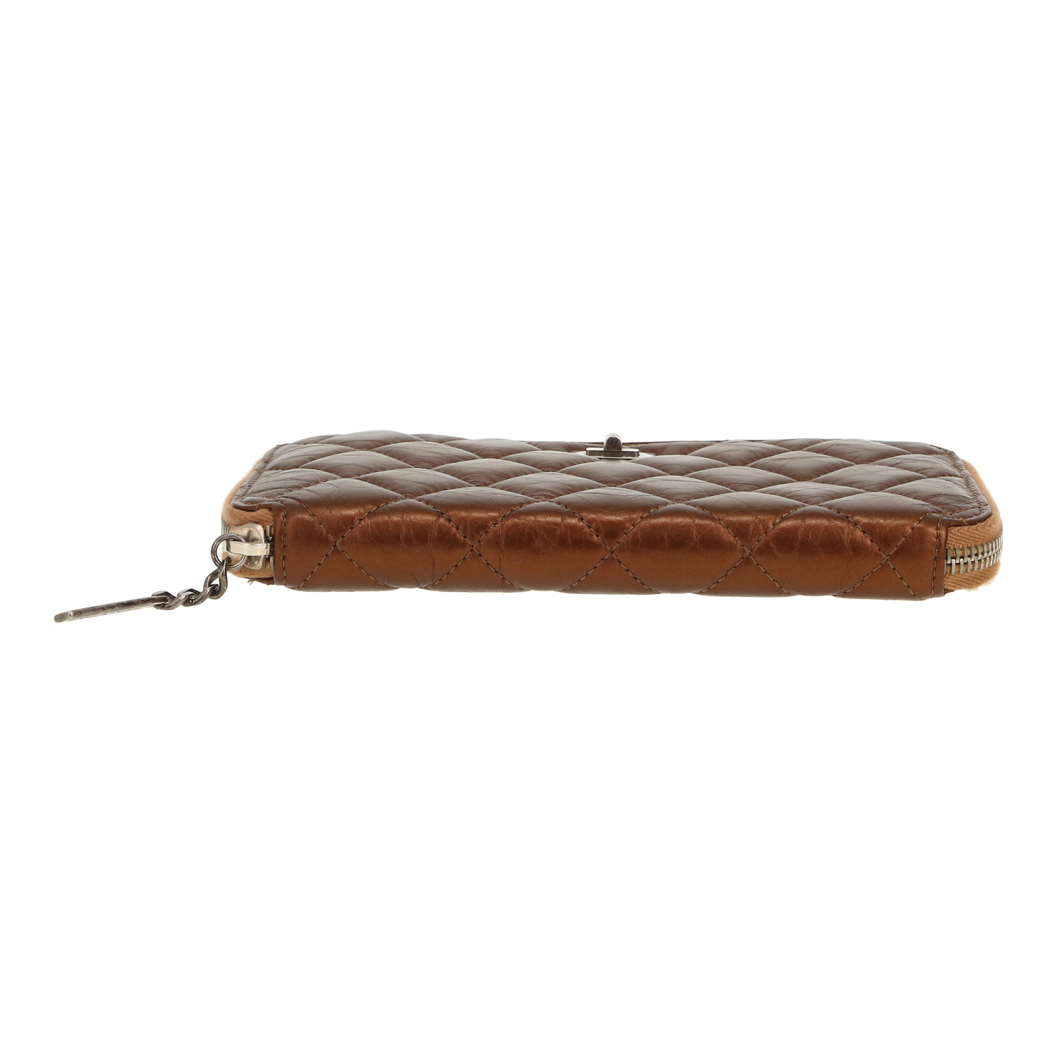 Portefeuille Chanel 2.55 - Wallet en cuir matelassé bronze - Detail D1