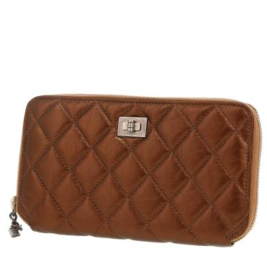 Portefeuille Chanel 2.55 - Wallet en cuir matelassé bronze