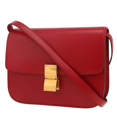 Bolso de mano Celine  Classic Box en cuero box rojo