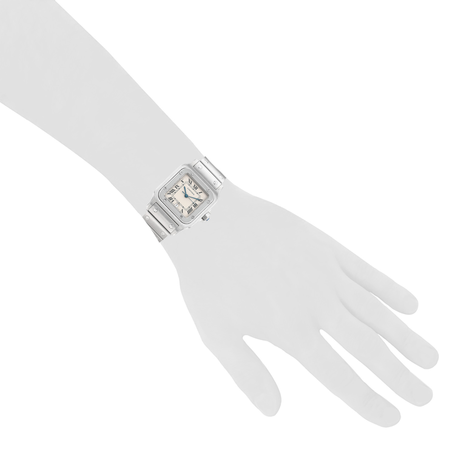 Cartier Santos Galbée  in stainless steel Ref: Cartier - 987901  Circa 1990 - Detail D1