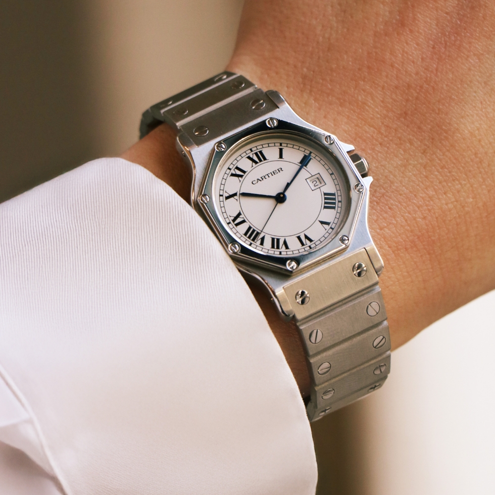 Orologio Cartier Santos Octogonale in acciaio Ref: Cartier - 2965  Circa 1990 - Detail D1