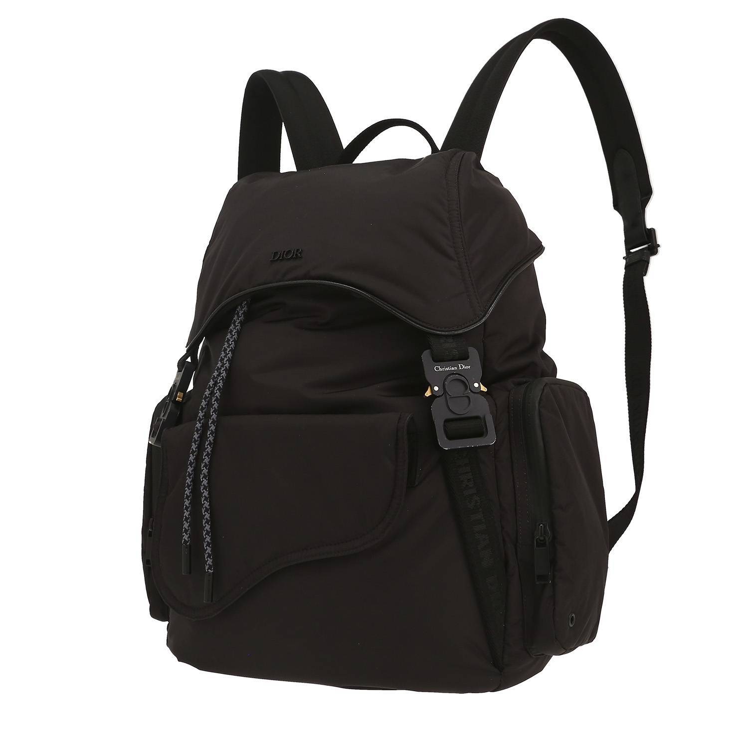 Mochila Dior  Hit the Road en lona negra y cuero negro