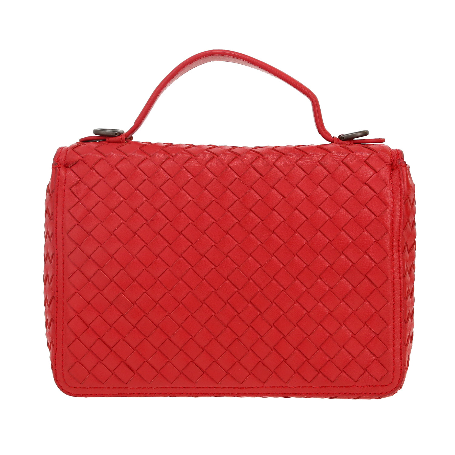 Sac bandoulière Bottega Veneta   en cuir intrecciato rouge - Detail D4