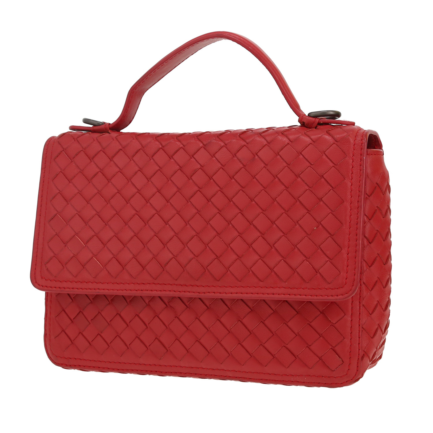 Sac bandoulière Bottega Veneta   en cuir intrecciato rouge - Detail D5