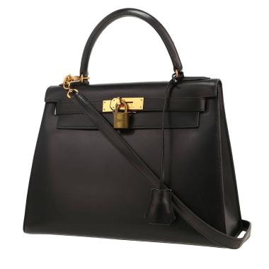 Bolso de mano Hermès  Kelly 28 cm en cuero box negro