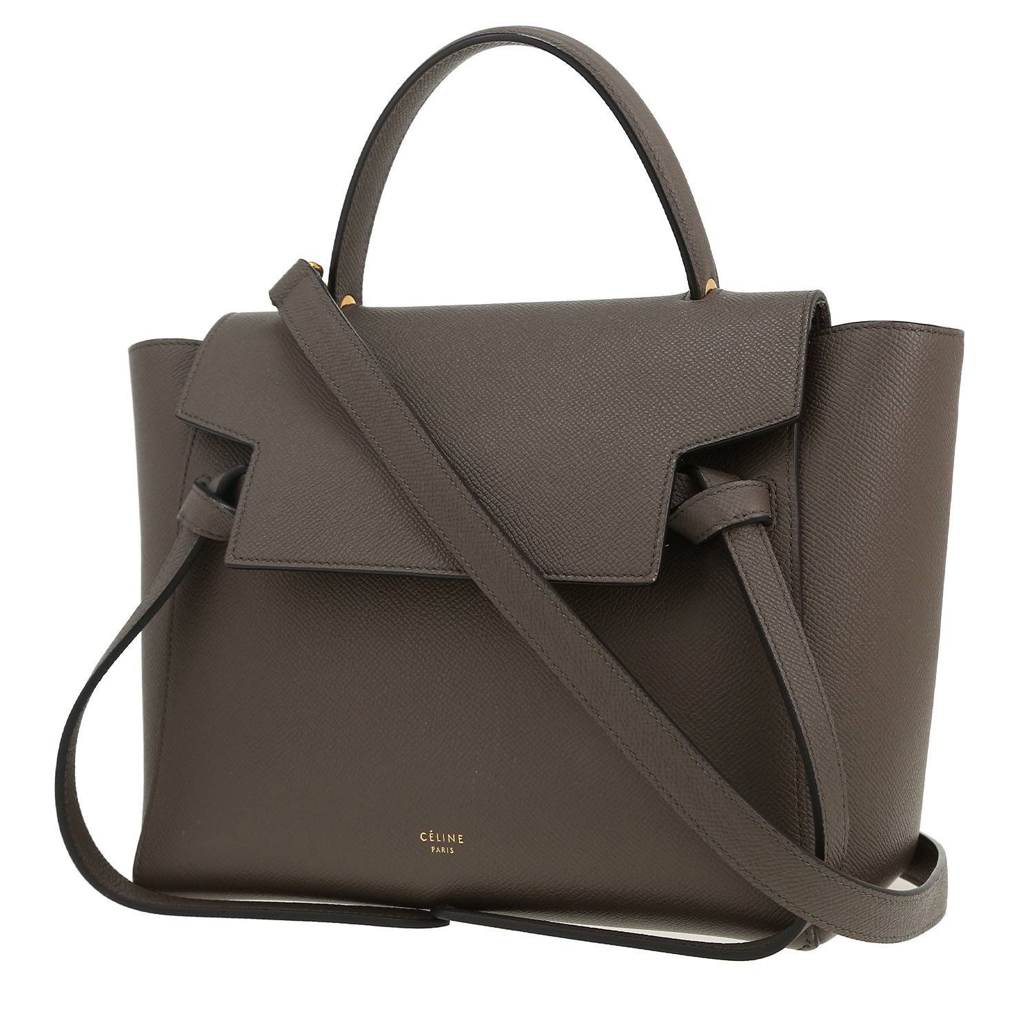 Bolso de mano Celine  Belt en cuero granulado gris