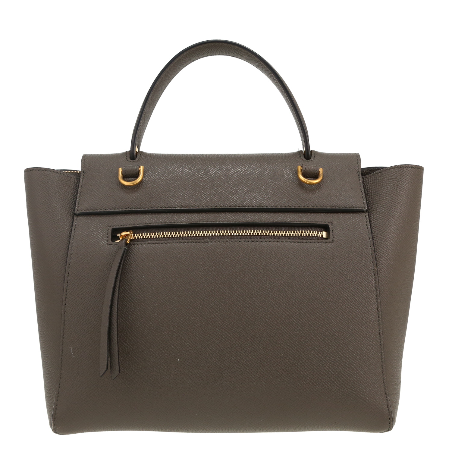 Bolso de mano Celine  Belt en cuero granulado gris - Detail D4