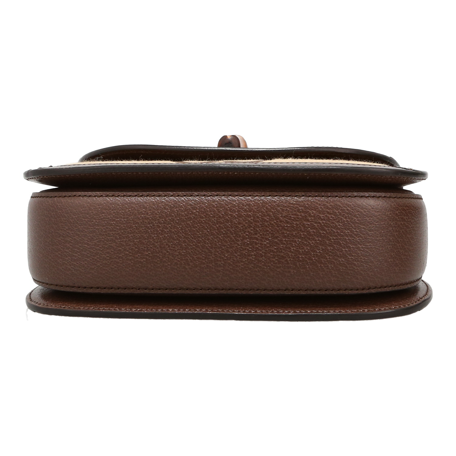 Borsa a tracolla Gucci  Bamboo modello piccolo  in tela siglata beige e marrone e pelle marrone - Detail D1