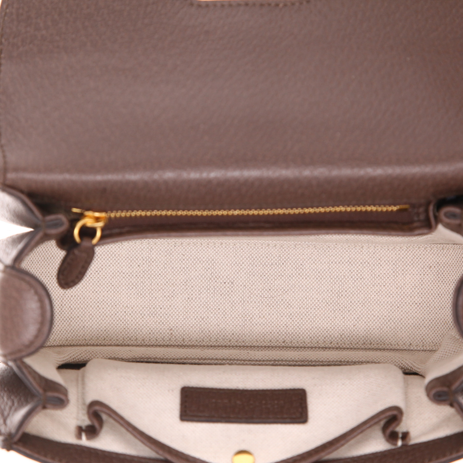 Bolso bandolera Gucci  Bamboo modelo pequeño  en lona monogram beige y marrón y cuero marrón - Detail D3