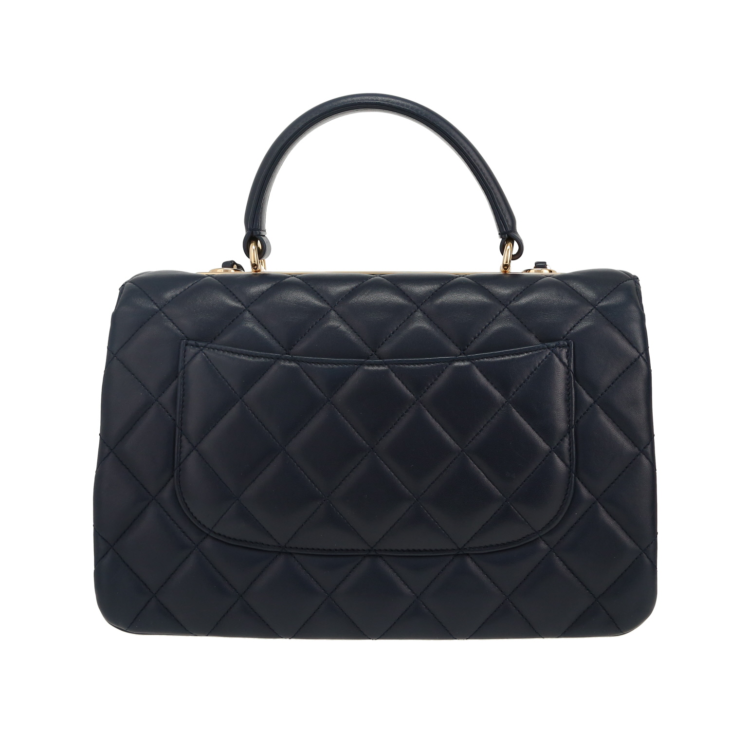 Chanel Trendy CC shoulder bag in navy blue quilted leather - Detail D4