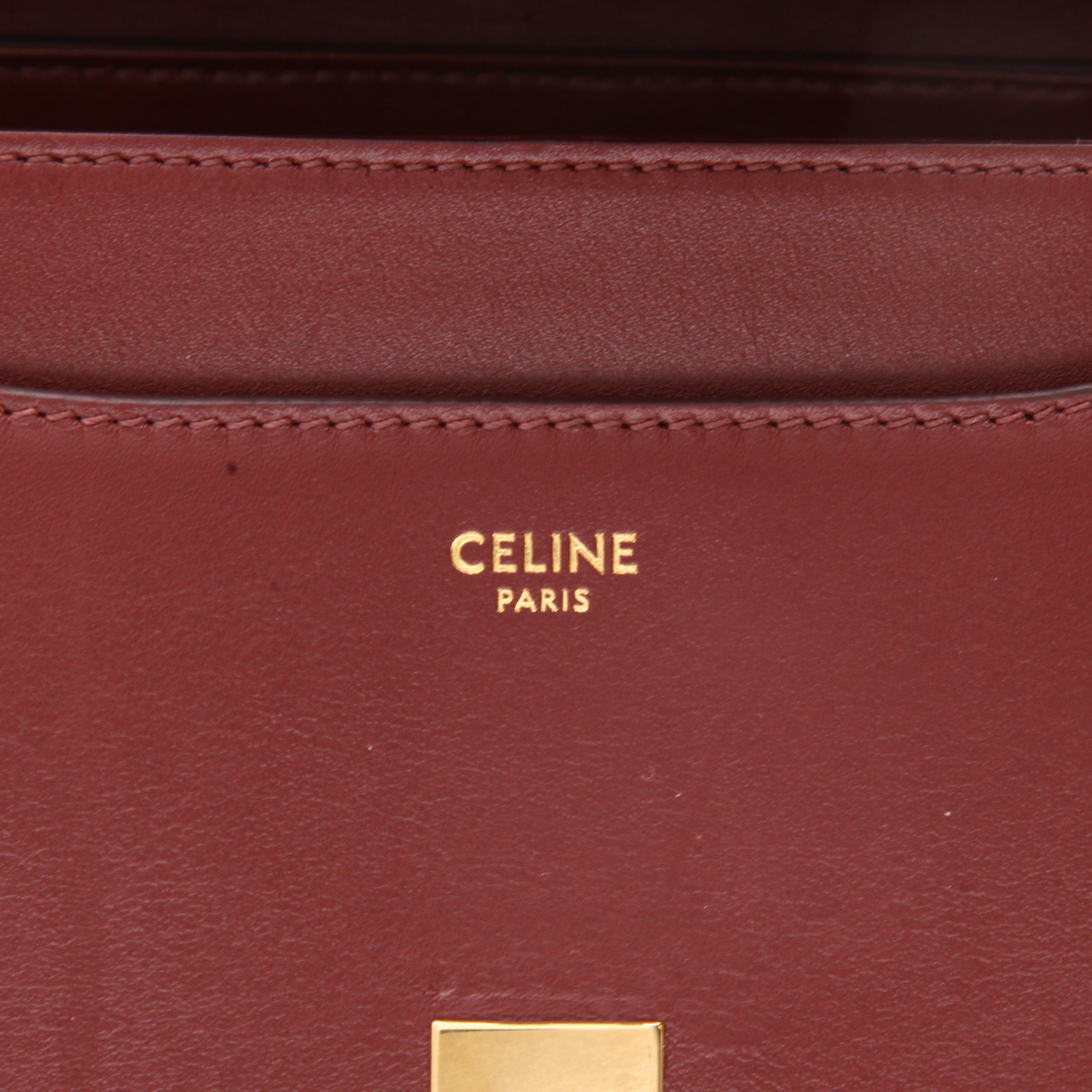 Sac bandoulière Celine  16 en cuir bordeaux - Detail D2