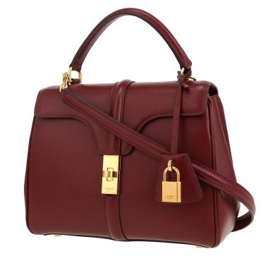 Bolso bandolera Celine  16 en cuero color burdeos