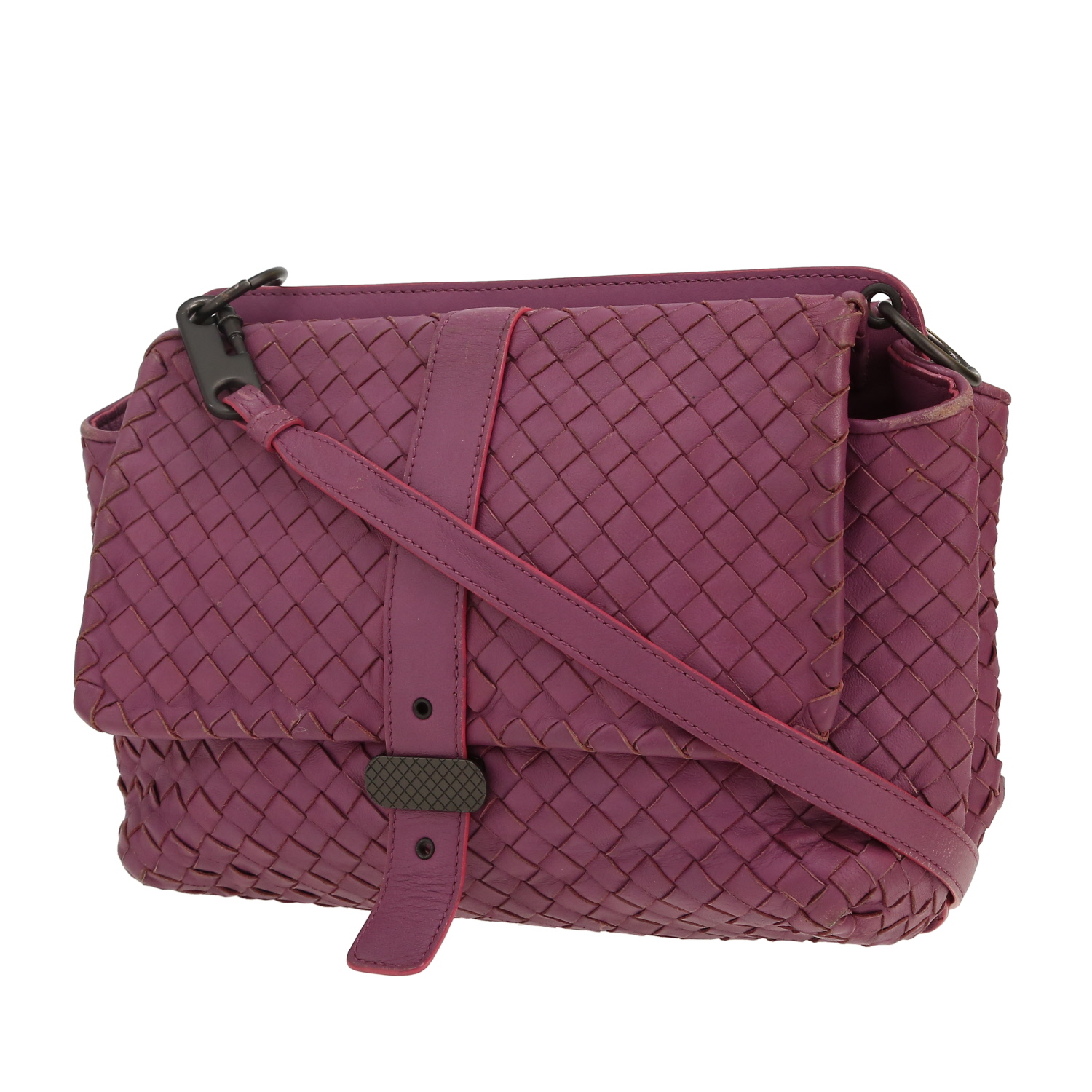 Borsa Bottega Veneta   in pelle intrecciata viola - Detail D5