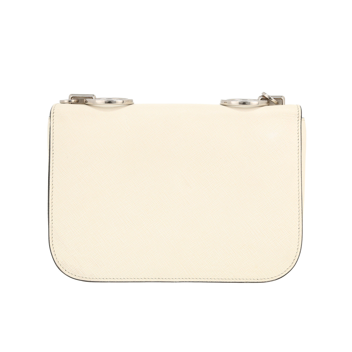 Sac à main Prada   en cuir saffiano blanc - Detail D4