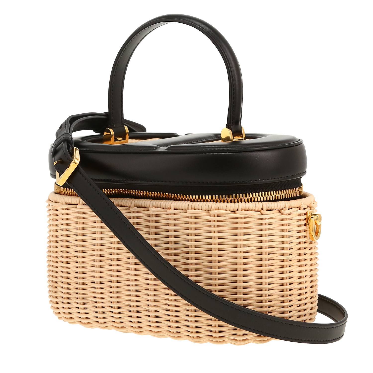 Sac bandoulière Dior  Edition limitée en osier et cuir noir