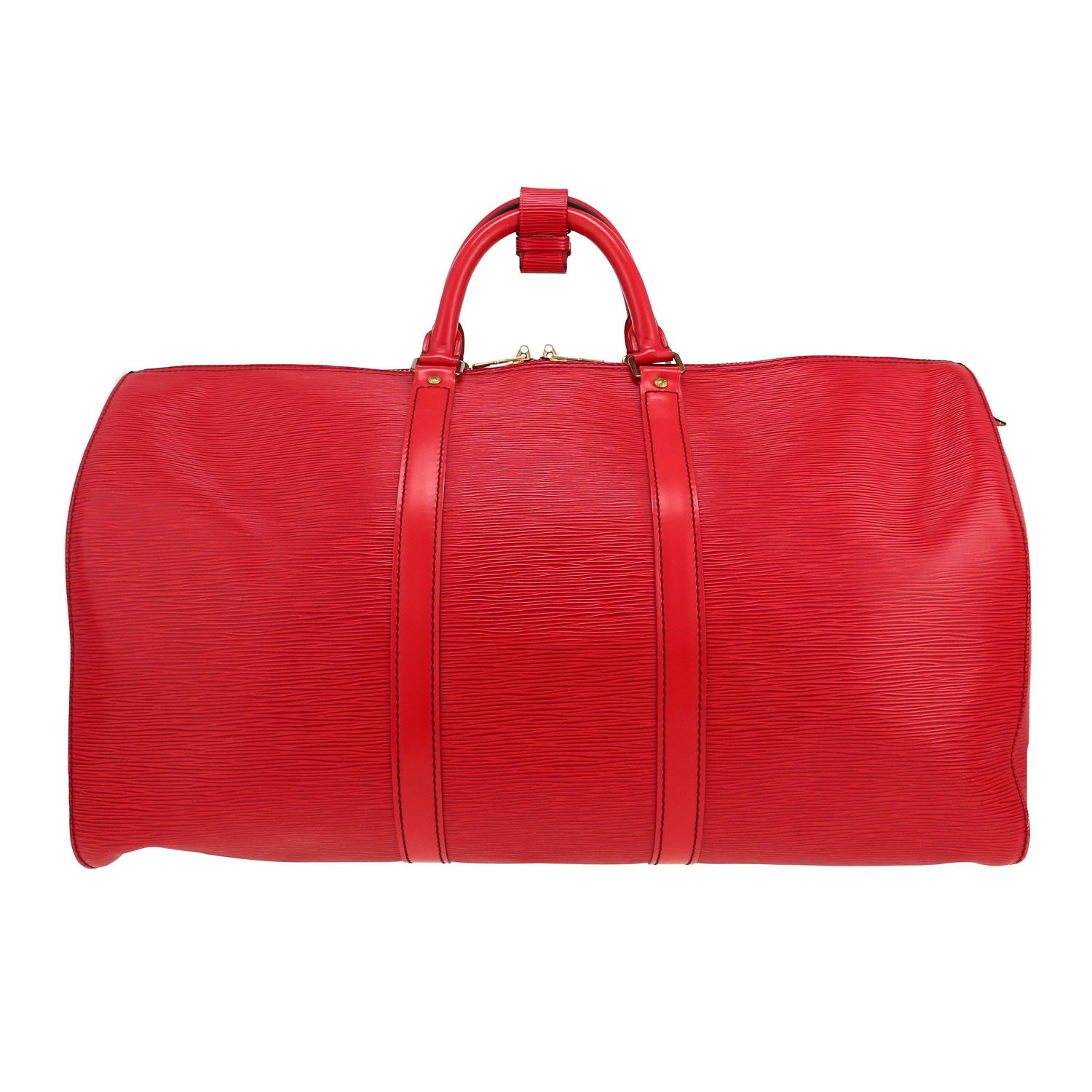 Borsa da viaggio Louis Vuitton  Keepall 50 in pelle Epi rossa e pelle rossa - Detail D4