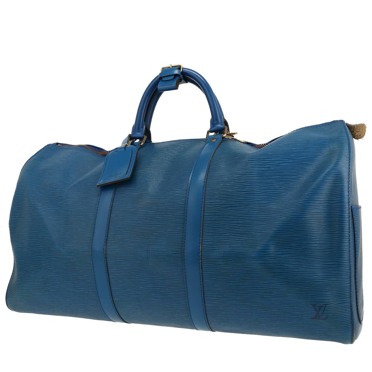 Louis Vuitton Keepall 50 travel bag in blue epi leather