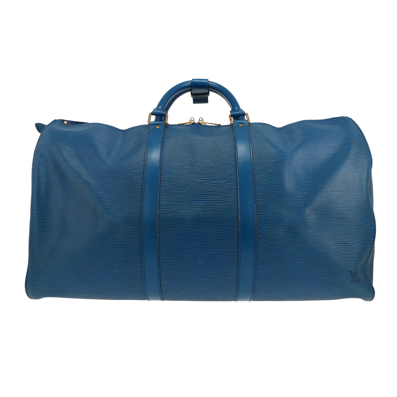 Louis Vuitton Keepall 50 travel bag in blue epi leather - Detail D4