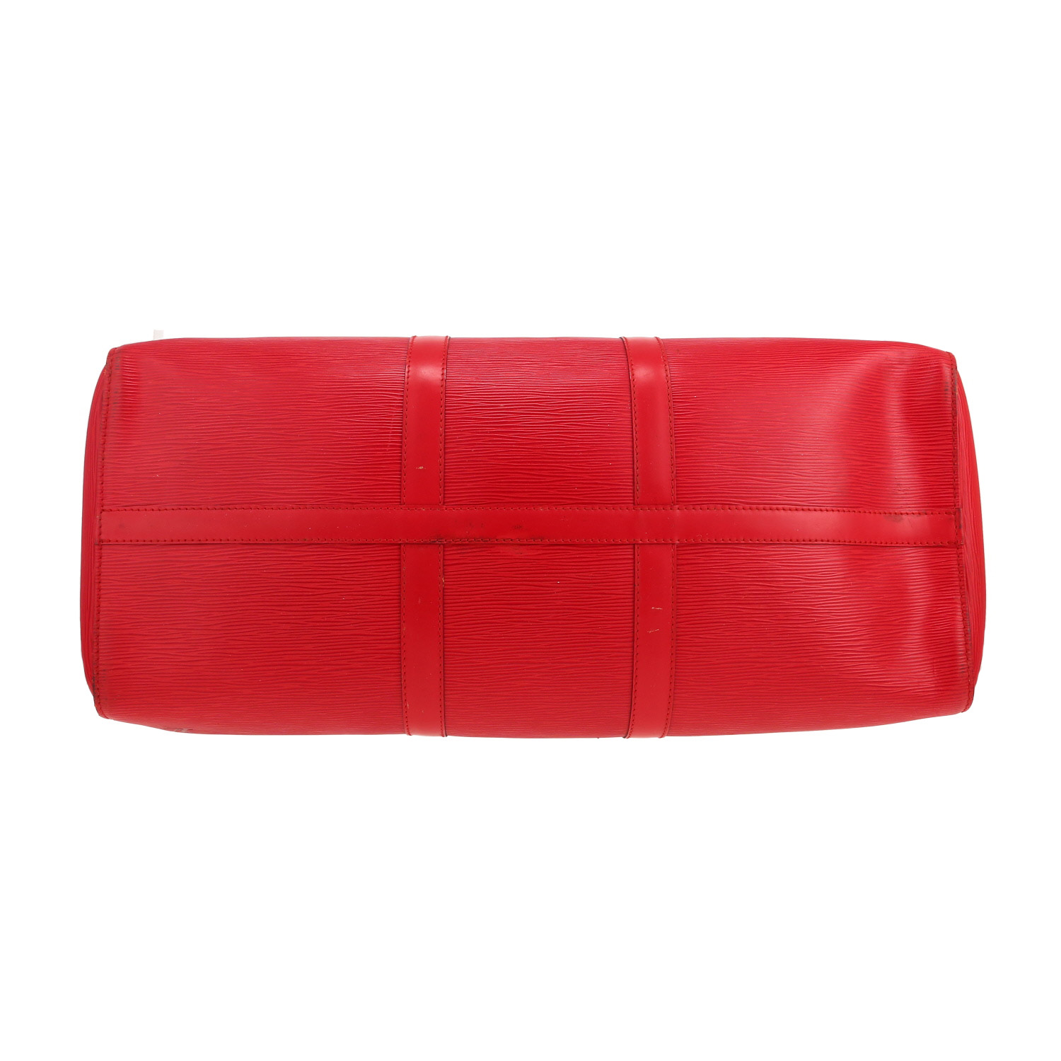 Sac de voyage Louis Vuitton Keepall 50 en cuir épi rouge - Detail D1