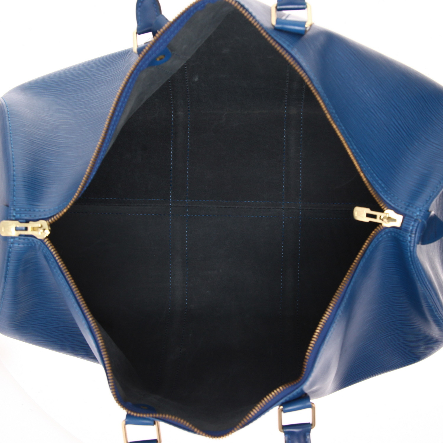 Sac de voyage Louis Vuitton  Keepall 50 en cuir épi bleu - Detail D3