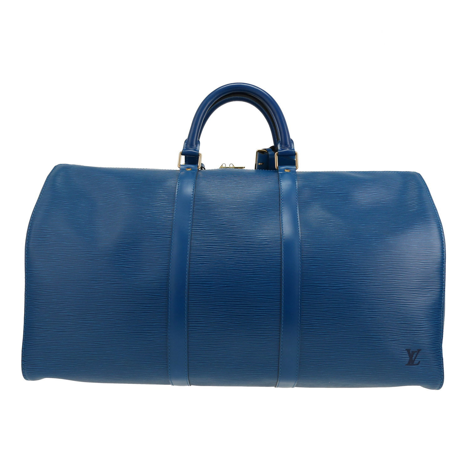 Sac de voyage Louis Vuitton  Keepall 50 en cuir épi bleu - Detail D4