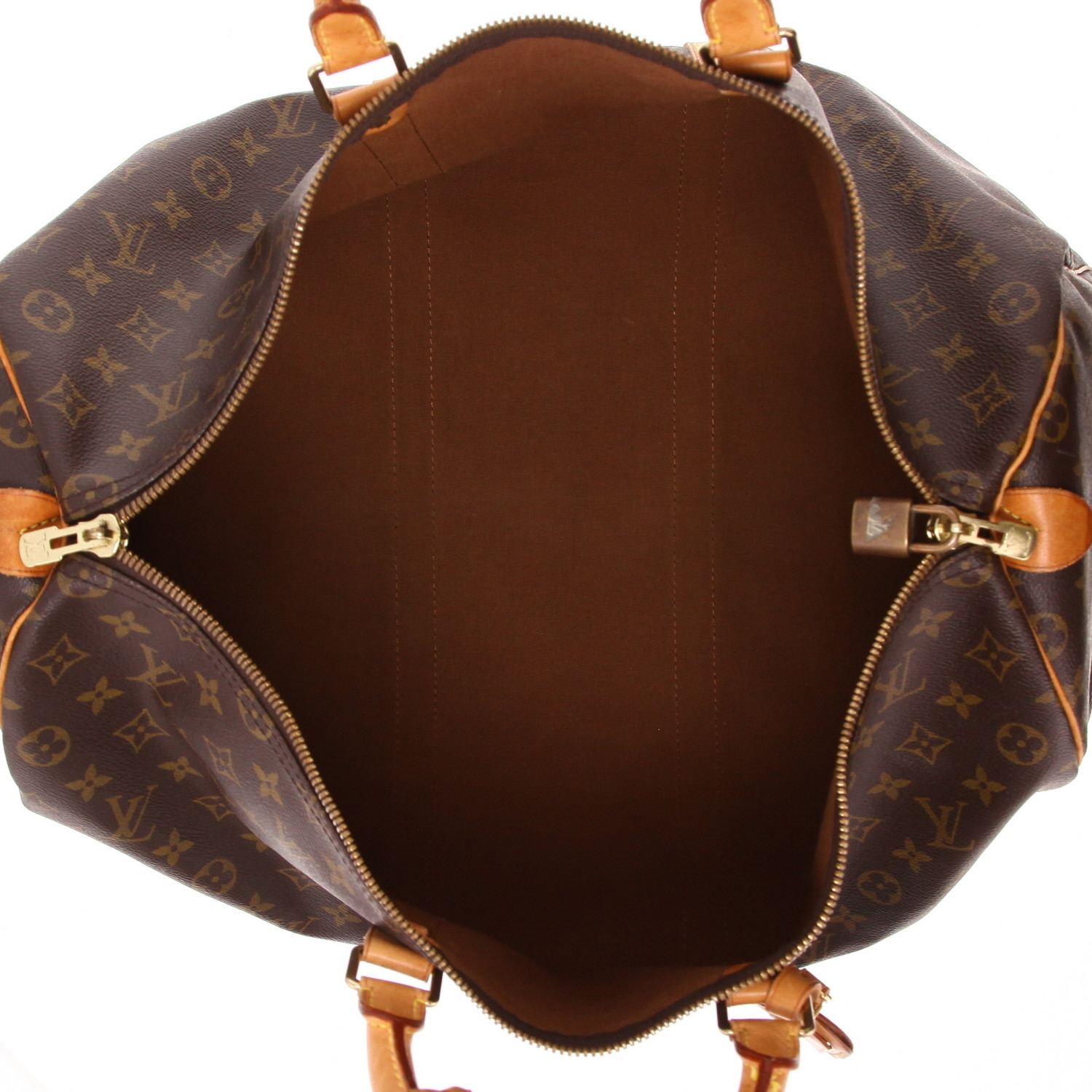 Louis Vuitton  Keepall 50 travel bag  in brown monogram canvas  and natural leather - Detail D3